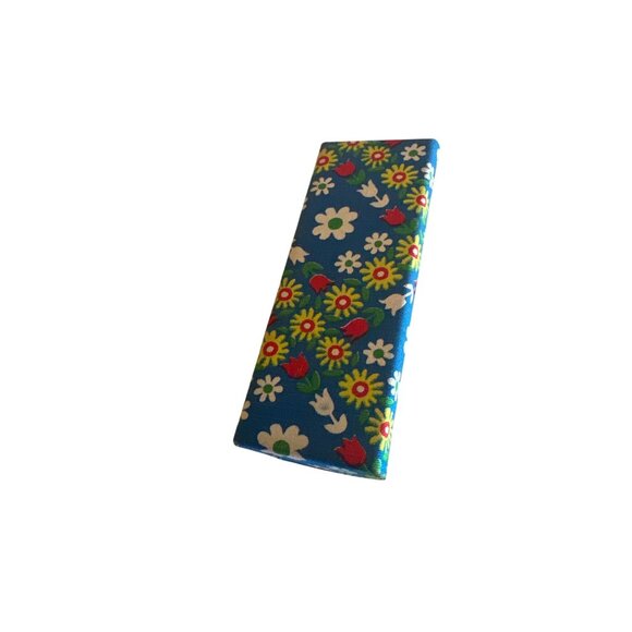 Floral Print Glasses Case With Snap Closure & Black Interior Vintage 70s - Picture 4 of 4